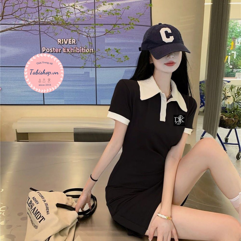Váy polo nữ phối cổ Đầm body vải thun co giãn thoải mái | BigBuy360 - bigbuy360.vn