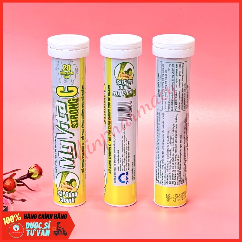 Viên Sủi Bổ Sung Vitamin C MYVITA Strong C Vị Chanh Sả Gừng Hỗ trợ tăng sức đề kháng  - Minpharmacy