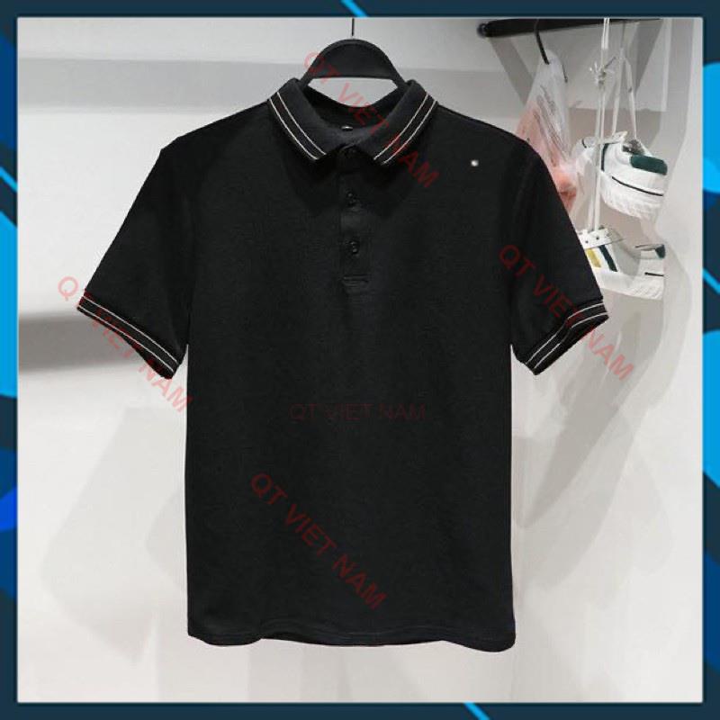[ẢNH THẬT] Áo polo sọc viền cổ chất thun cá xấu 🌸áo thun nam🌸 áo về màu đen QTVN