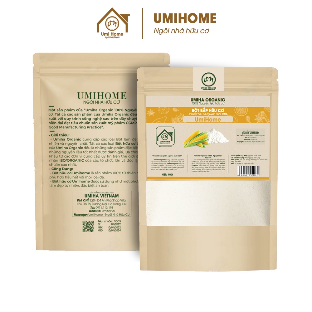 Bột đắp mặt Bột Bắp nguyên chất UMIHOME 135g tẩy tế bào chết, ngừa mụn dưỡng trắng da hiệu quả