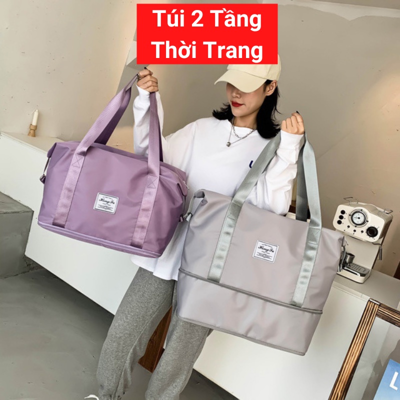 Túi xách du lịch cỡ lớn BATOSA túi du lịch nữ 2 tầng, gấp gọn đựng đồ mỹ phẩm