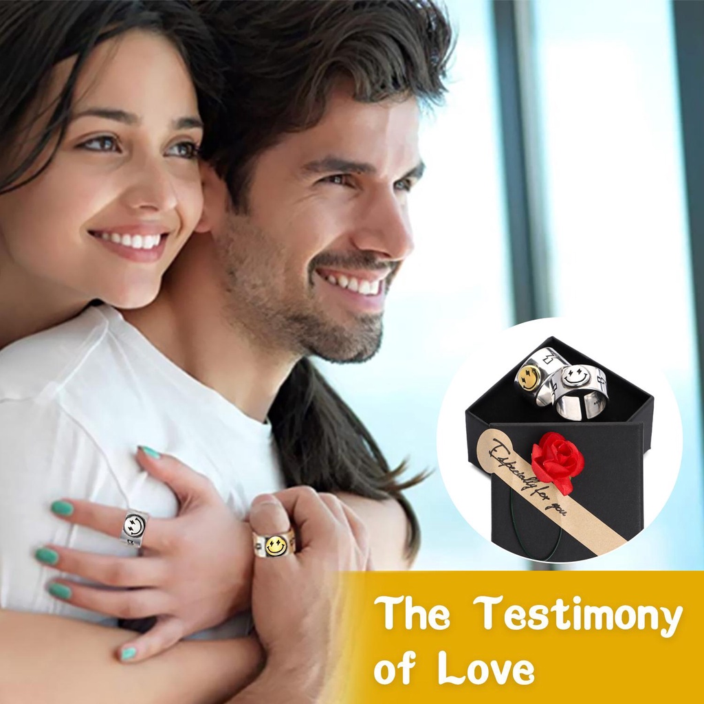 Set 1 / 2 Nhẫn Họa Tiết Mặt Cười Thời Trang|Nhẫn Hở Có Thể Điều Chỉnh Kích Thước Màu Sắc