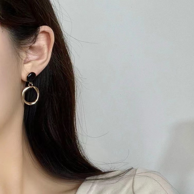 Bông tai nữ tròn phong cách Hàn Quốc sang trọng lấp lánh