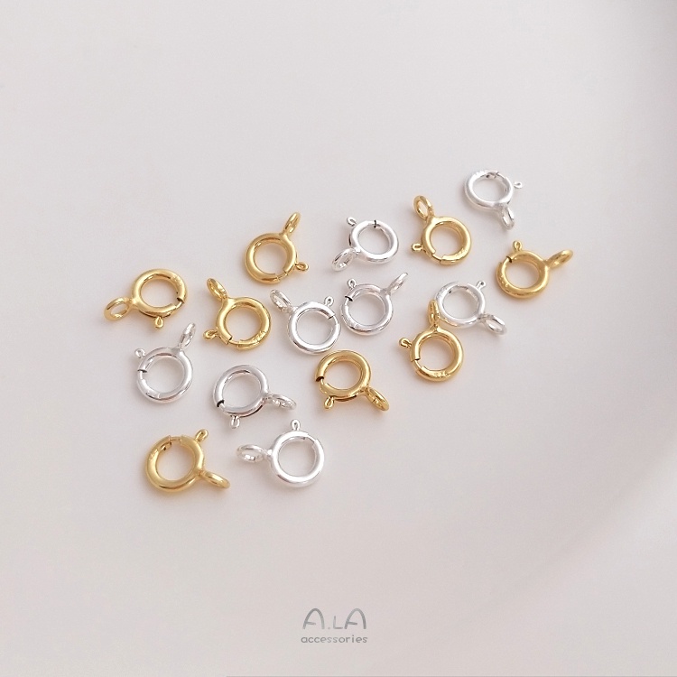 Khóa Lò Xo Bạc S925 Nhập Khẩu Từ Ý 14K Màu Vàng Kim / Bạc Làm Trang Sức Thủ Công diy