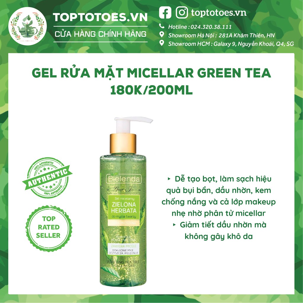 [Mã SKAMPUSH11 giảm 10% đơn 200k] Gel rửa mặt & Toner Bielenda Green Tea làm sạch sâu, kiềm dầu, giảm mụn | BigBuy360 - bigbuy360.vn