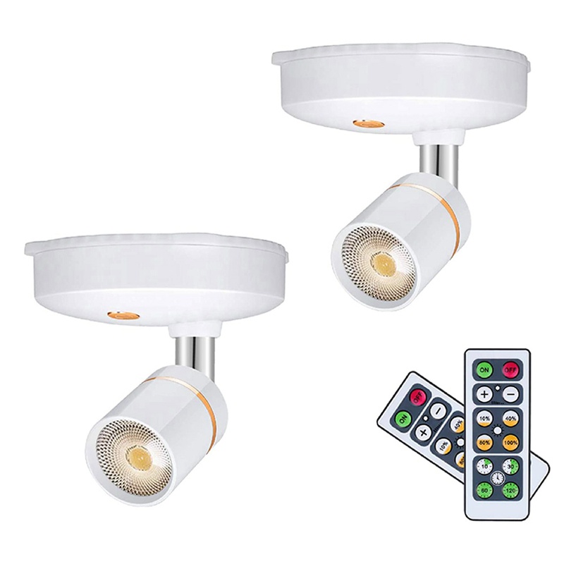 Bộ 2 đèn LED chiếu sáng gắn tường không dây chạy bằng pin có thể xoay