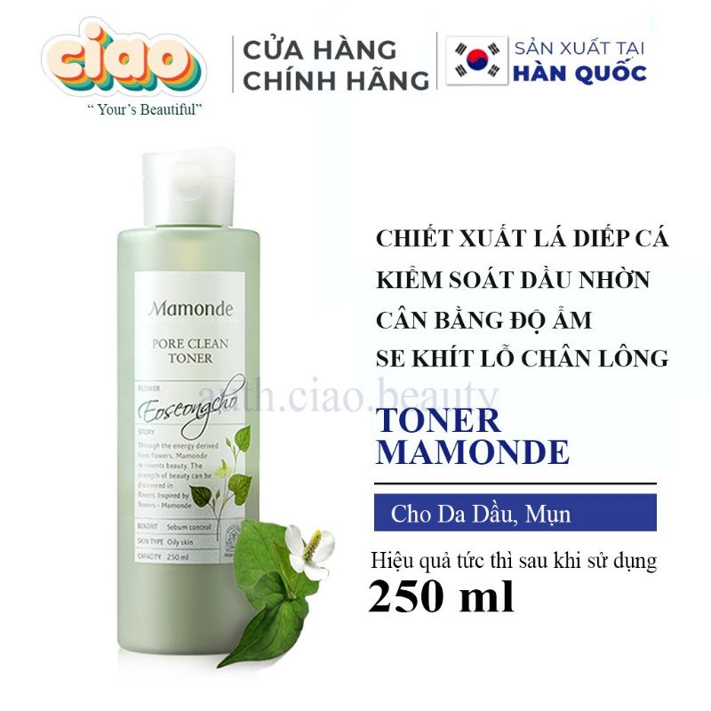 TONER MAMONDE DIẾP CÁ CHO DA DẦU, MỤN