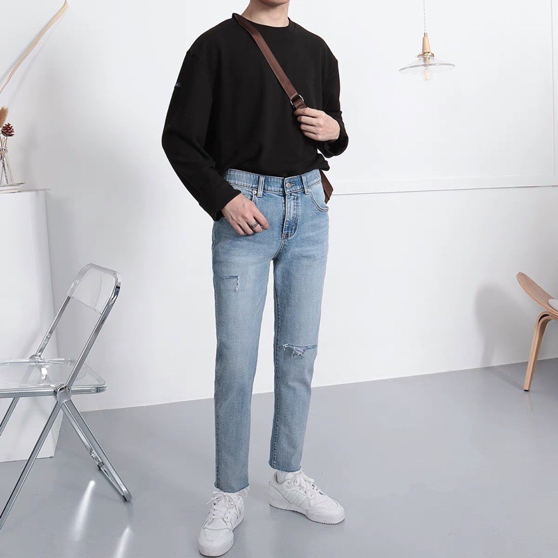 QUẦN JEANS SKINNY CO DÃN R2C FORM UNISEX (có hình chụp thật)