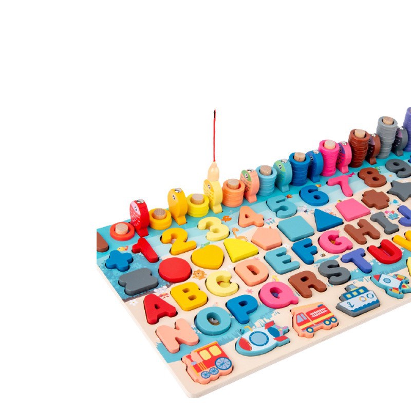 Đồ Chơi Giáo Dục Bi Store, Bảng Chữ Cái Bằng Gỗ cho Bé Tích Hợp Số Đếm và Trò Chơi Câu Cá Nam Châm