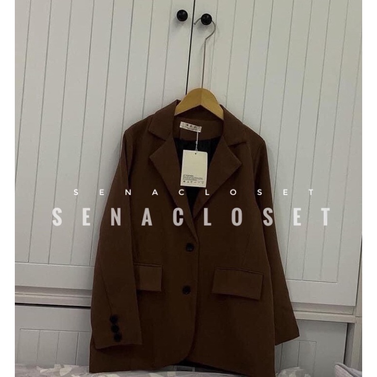 ÁO KHOÁC BLAZER 2 LỚP NÂU CHOCO QC ULZZANG HQ (Ảnh thật / Video)