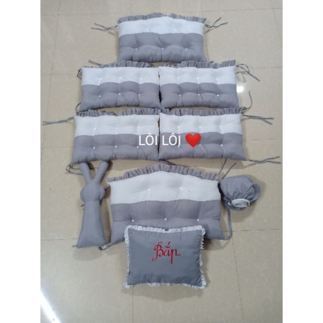 Combo quây cũi, ga chun, gối và thỏ ôm