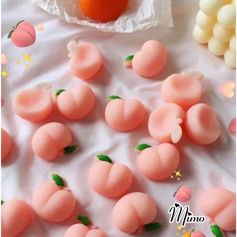 Squishy mini cute hình trái đào hồng xinh xắn, đồ chơi xả stress bóp vui tay, dán trang trí ốp điện thoại