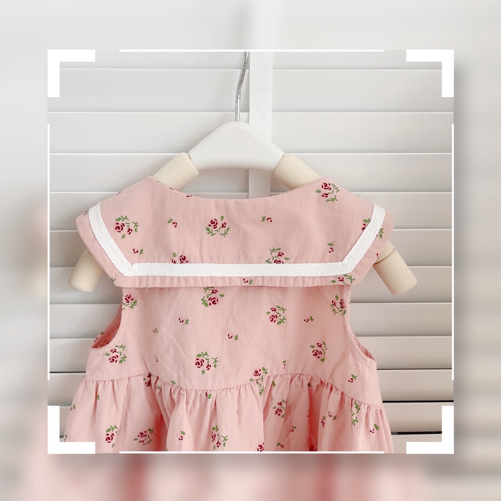 Váy cổ sen hoa nhí nơ cổ bé gái sz 10-25kg