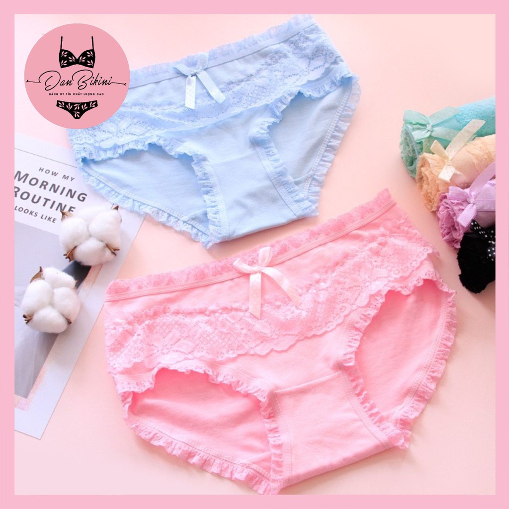 Quần Lót Nữ Cotton thiết kế viền ren đính nơ Quảng Châu cao cấp mẫu 2802