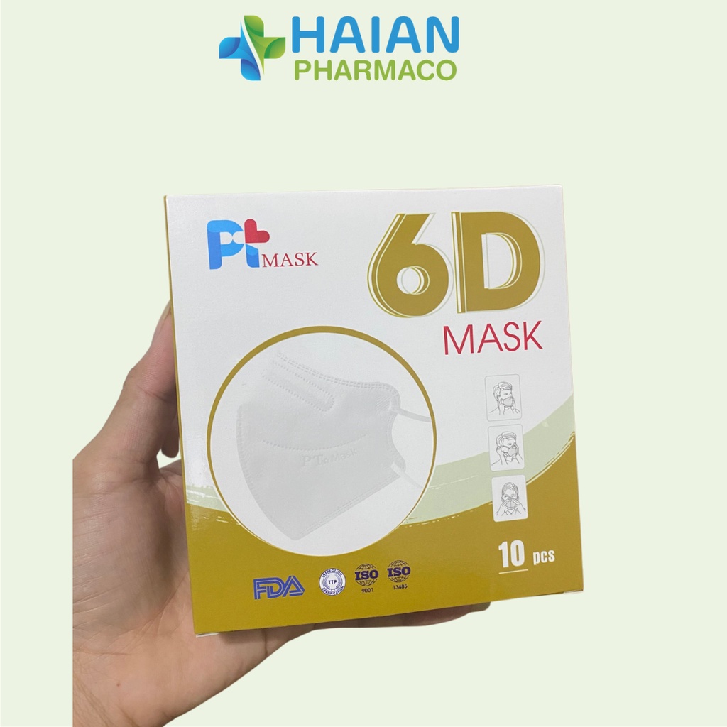 Khẩu trang 6D PT Mask 4 lớp kháng bụi mịn PM2.5 hộp 10 cái