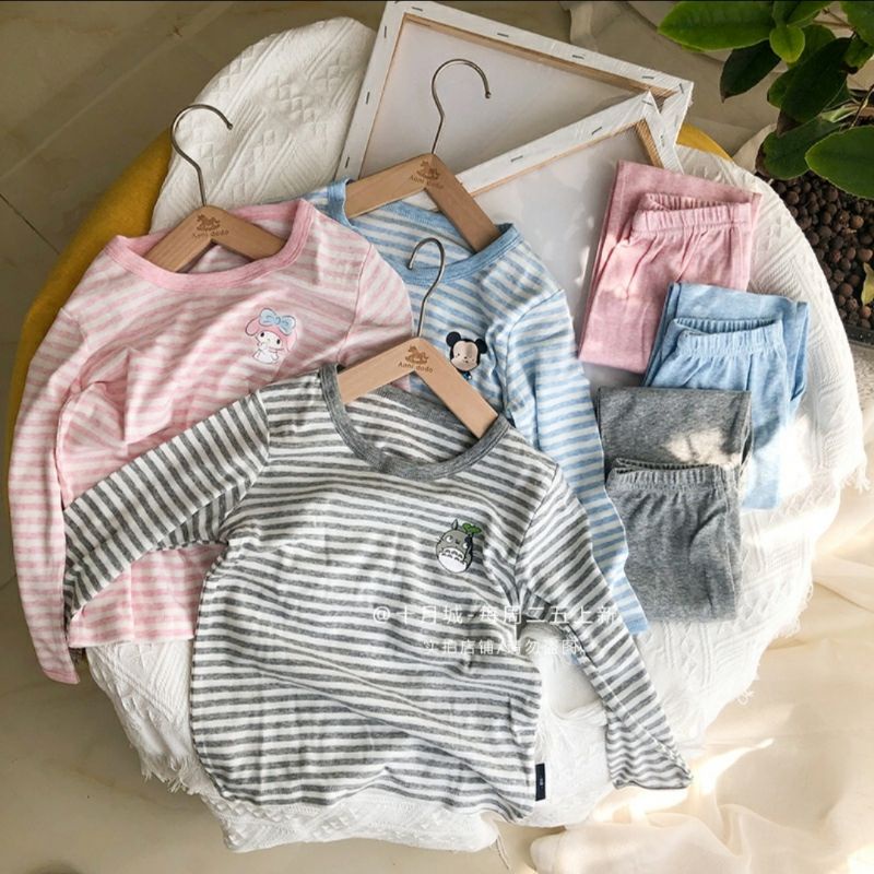 Bộ dài tay cho bé chất thun cotton đẹp mát co dãn mặc ngủ điều hòa