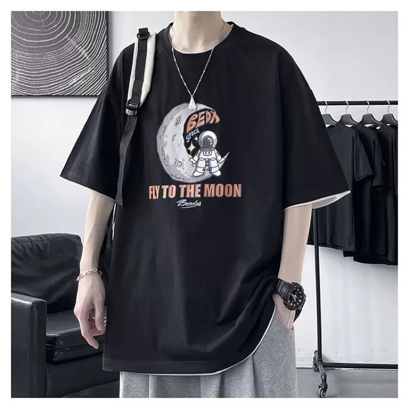 Áo thun phông nam nữ PINK tay lỡ form rộng FLY TO THE MOON Unisex