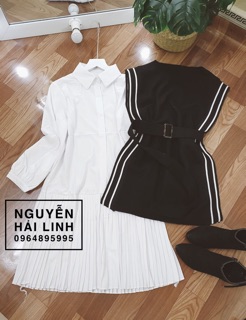 Set váy gile kèm đai ( ảnh thật )