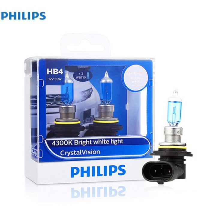 Bóng Đèn Pha Halogen Philips H4 H1 H7 HB3 HB4 CrystalVision 4300K