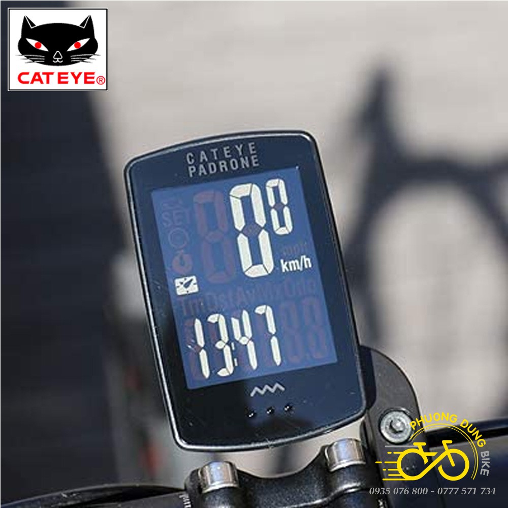 Đồng hồ đo tốc độ xe đạp không dây Cateye Padrone Stealth CC-PA100W