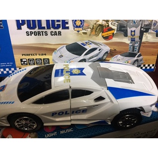 Xe cảnh sát chạy bằng pin, có đèn nhạc và tự động biến hình thành con robot