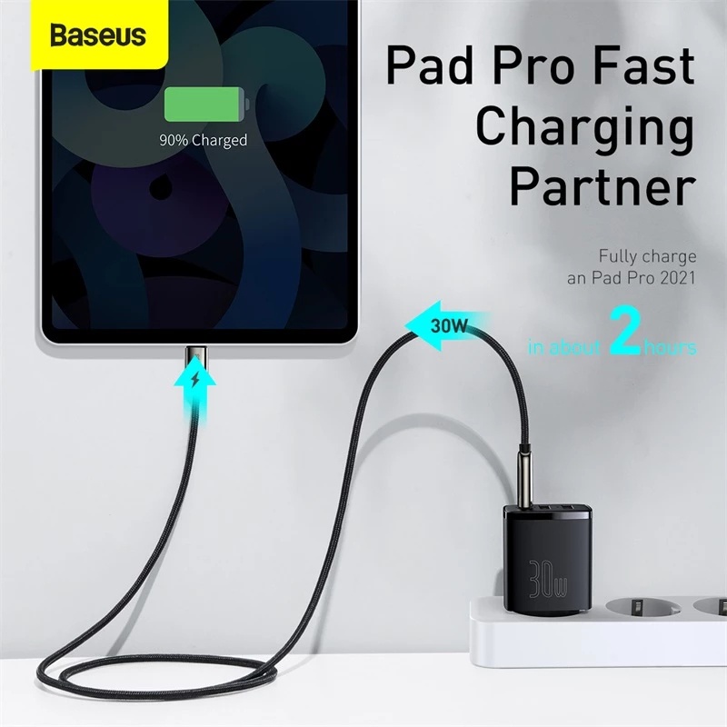 Củ sạc nhanh 30w cho iphone và android 3 cổng 1 cổng type c 2 cổng usb công nghệ sạc pd 3.0 và qc 3.0 chính hãng baseus