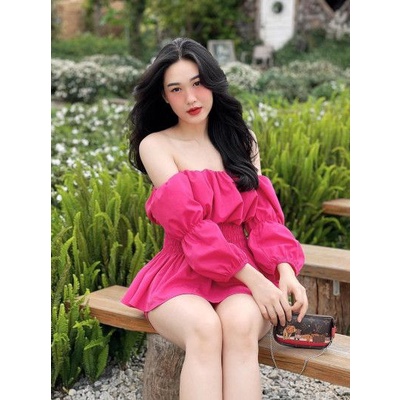 Sét Bộ Trễ vai dài tay bo nhấn chun xinh