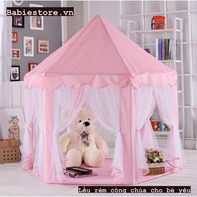 LỀU RÈM CÔNG CHÚA HOÀNG GIA HÌNH LỤC GIÁC MÀU HỒNG DỄ THƯƠNG CHO BÉ YÊU
