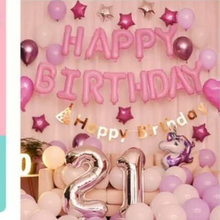Trang trí sinh nhật 🍓Bống Balloon shop🍓Set bóng bay trang trí sinh nhật s12🎈Màu hồng🎈Rẻ đẹp  - Bống Balloon Shop