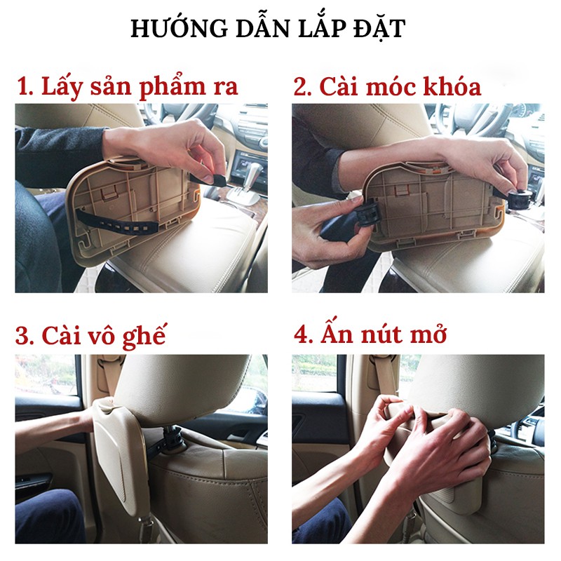 Khay Đựng Đồ Ô Tô Gắn Sau Ghế - Đựng Đồ Ăn Nước Uống Tiện Lợi