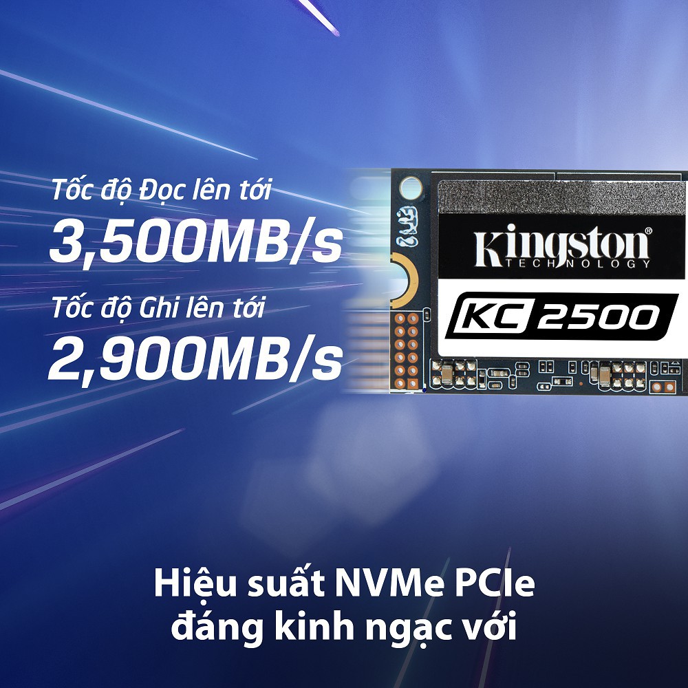 Ổ cứng SSD Kingston 500Gb KC2500 M.2 2280 NVME PCIe Đọc 3500MB/s - Ghi 2500MB/s -SKC2500M8/500G