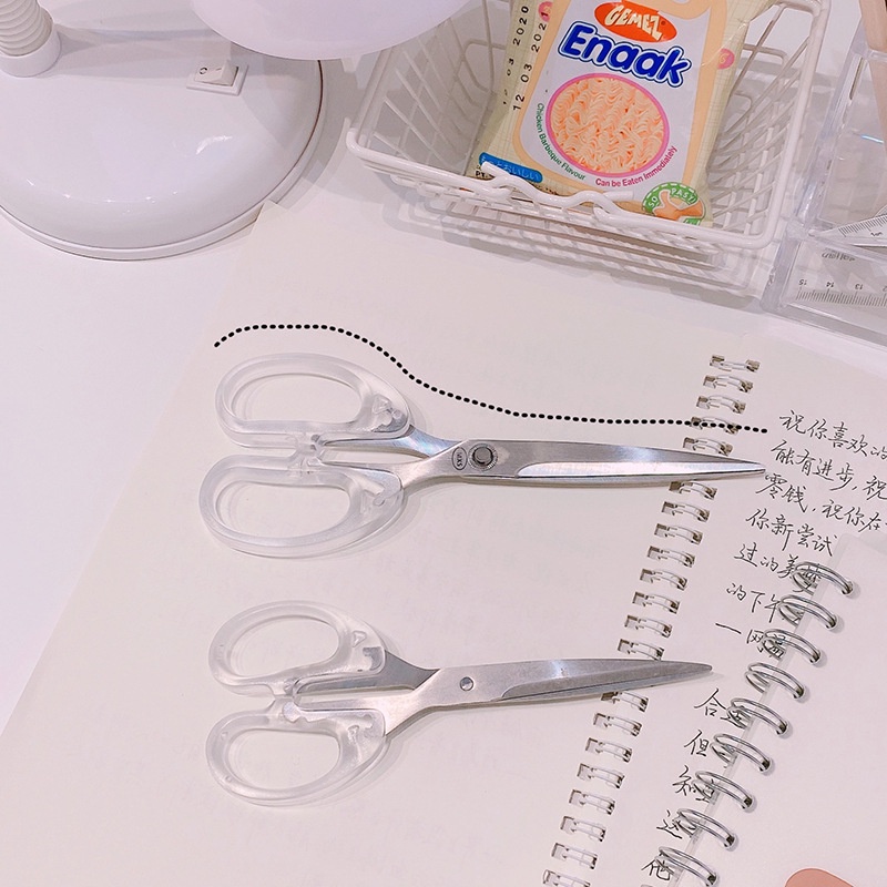 Kéo cắt giấy trong suốt thời trang tiện lợi cho học sinh/văn phòng làm sổ lưu niệm