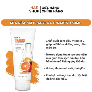Sữa Rửa Mặt Dưỡng Sáng Da, Mờ Thâm It's Skin Have A Orange Cleansing Foam 150ml