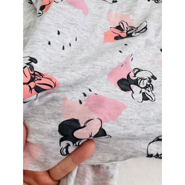 Vải thun cotton 2c hình mickey nền xám