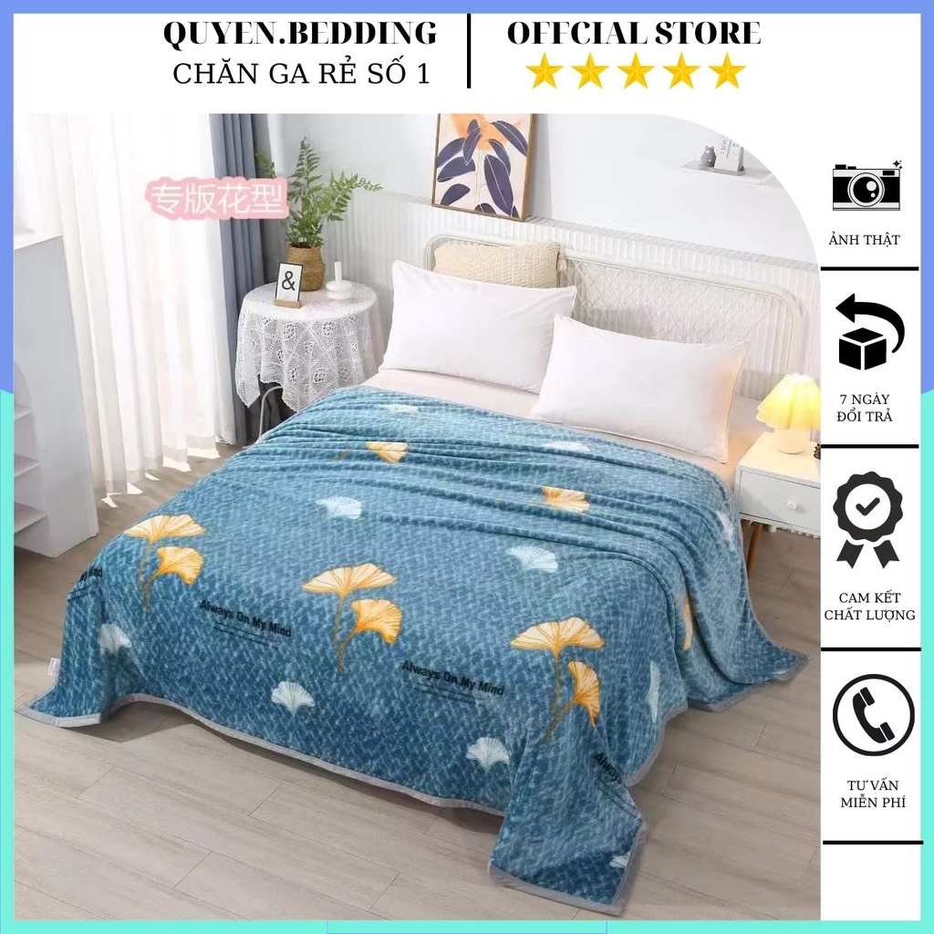 Chăn tuyết nhung sữa chăn tuyết nỉ nhung mền đắp 4 mùa văn phòng mềm mịn không sổ không rụng lông kích thước 2m x 2m3