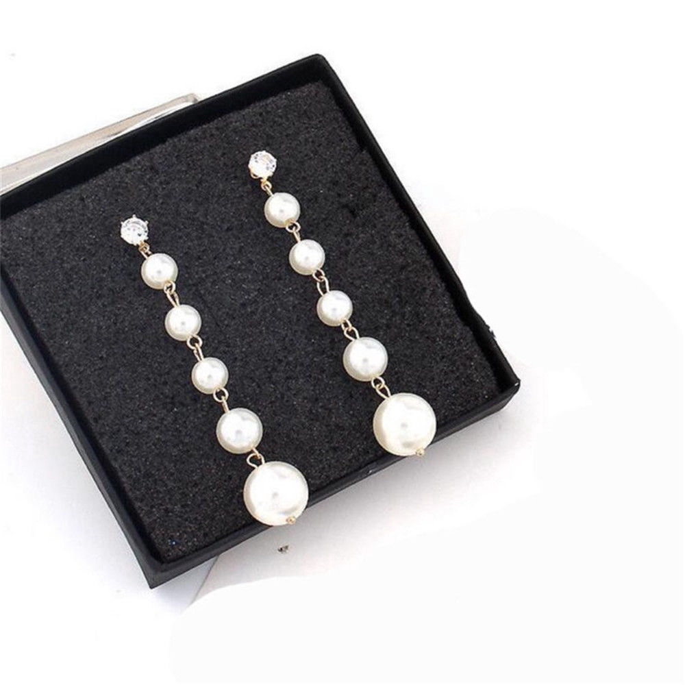 Khuyên tai chuỗi đính hạt giả ngọc trai