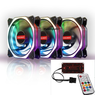 M20/V9 - 3 quạt tản nhiệt Coolmoon Led RGB Symphony (Ver 8) 2019-Kèm hub Red Dragon led RGB -REMOTE