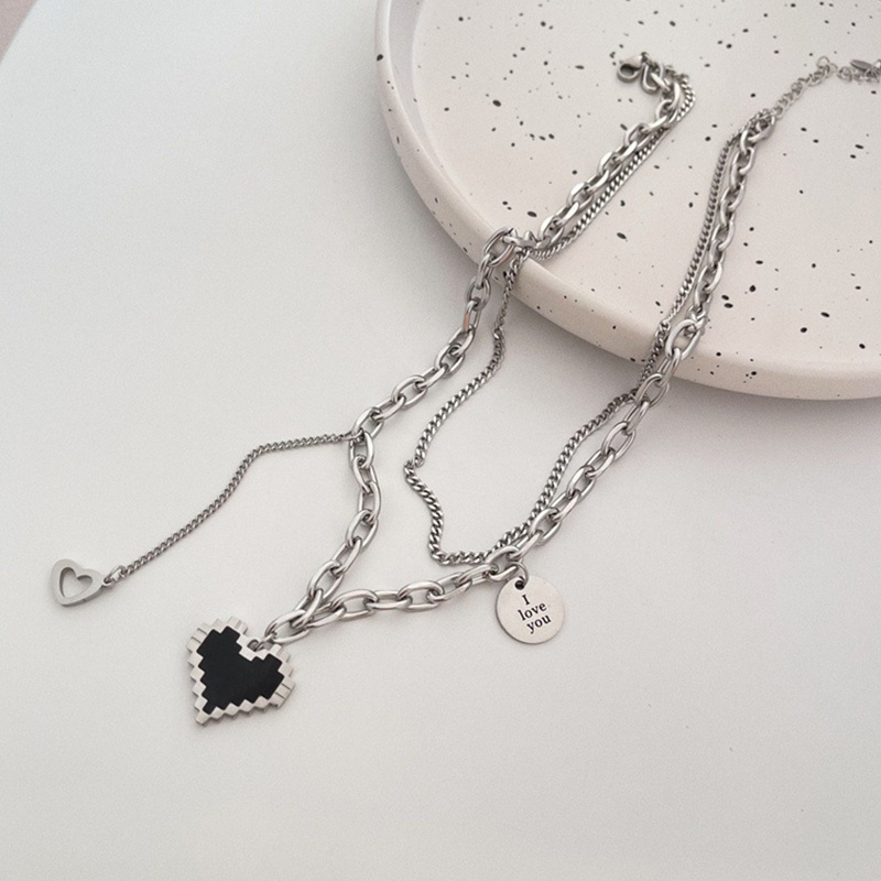 Set 2 Dây Chuyền Hợp Kim Hai Lớp Hình Trái Tim Phong Cách Âu Mỹ