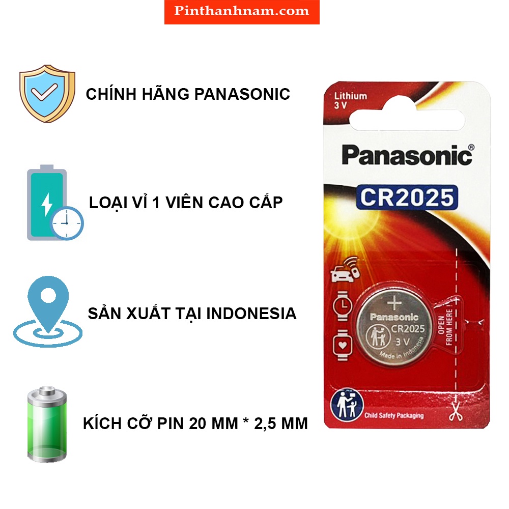 Pin CR2025 Panasonic lithium 3V vỉ 1 viên cao cấp