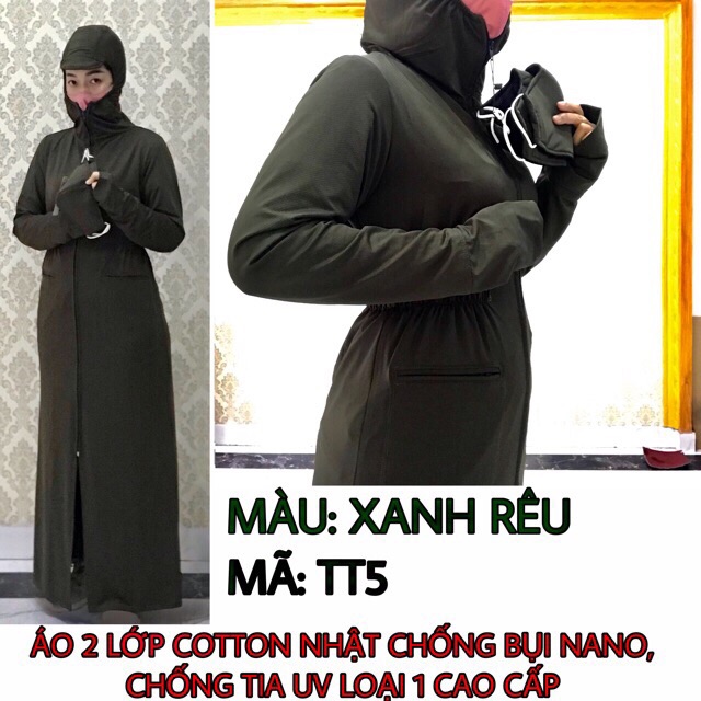 ÁO 2 LỚP COTTON NHẬT CHOÀNG DÀI TOÀN THÂN CHỐNG TIA UV CAO CẤP LOẠI 1 | BigBuy360 - bigbuy360.vn
