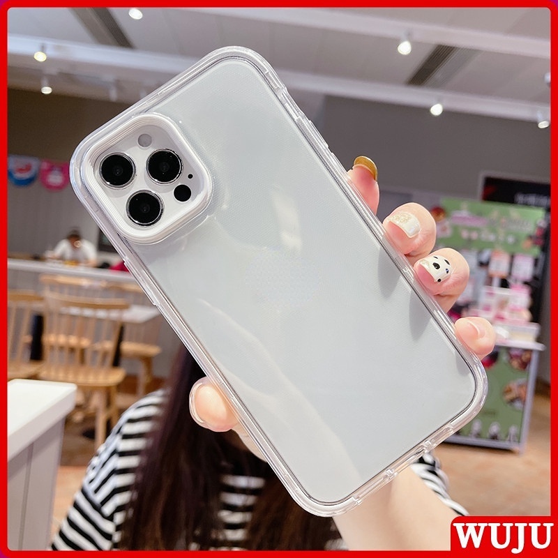 WUJU Ốp Điện Thoại Trong Suốt Chống Sốc Màu Sắc Kẹo Ngọt 3 Trong 1 Cho iPhone 11 12 13 14 Pro Max XR X XS 7 8 Plus