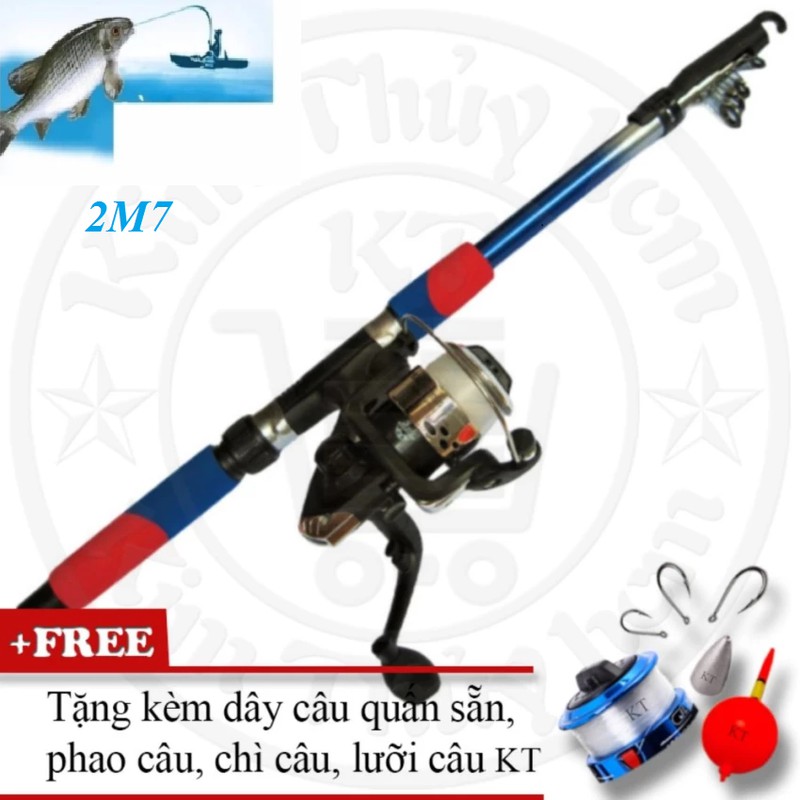 bộ cần câu máy 2m7 + full phụ kiện