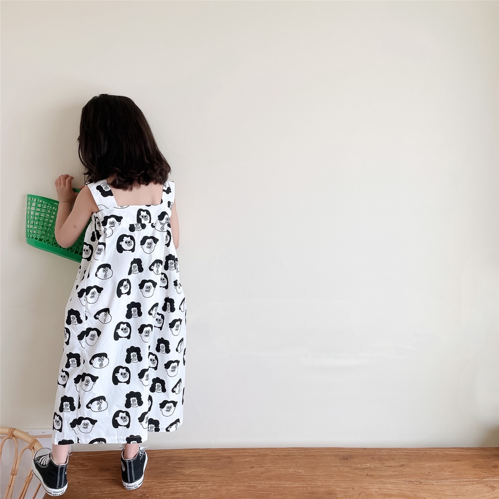 Jumpsuit Ống Rộng Họa Tiết Dễ Thương Phong Cách Hàn Quốc Thời Trang Mùa Hè Cho Bé Gái