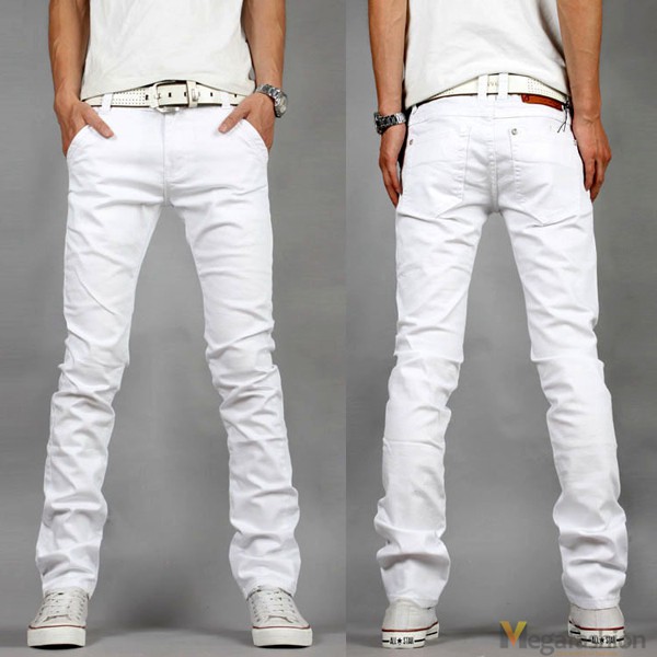 Quần Jean Skinny Basic In White Unisex