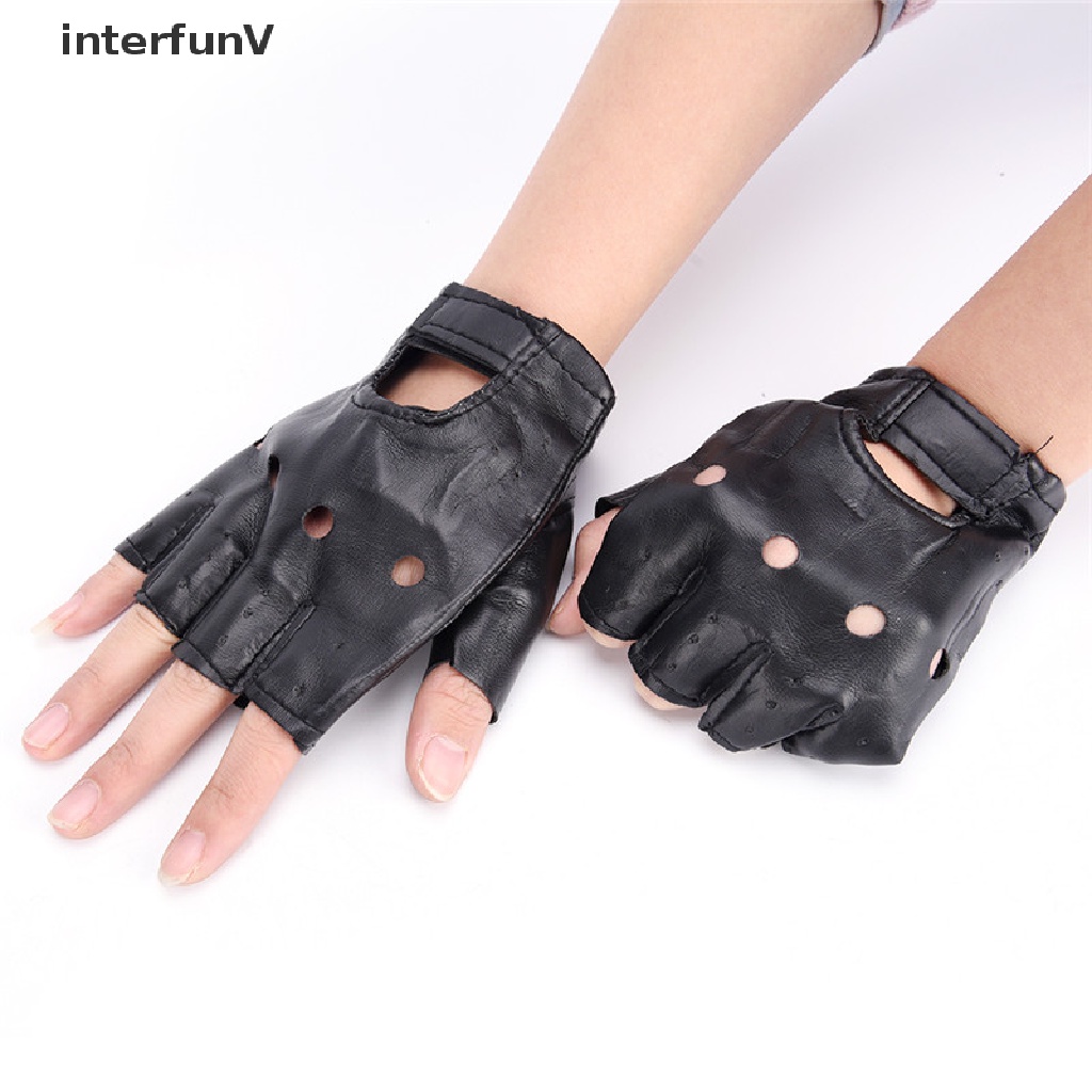 Găng Tay Da PU Hở Ngón Dùng Lái Xe Mô Tô Cho Nam Và Nữ
