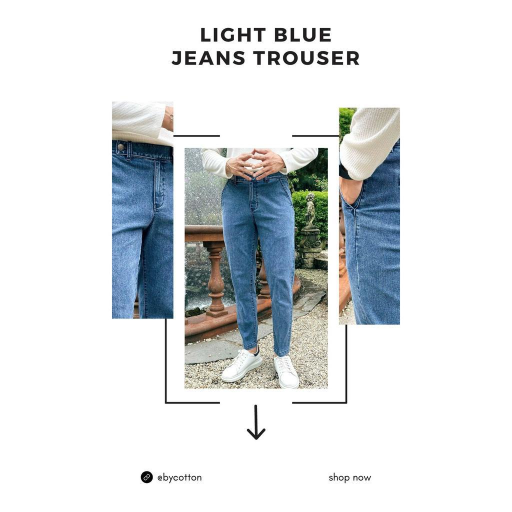 [Mã BYCO50KT8 giảm ngay 50K đơn 0K] Quần Jeans Dài Nam BY COTTON Light Blue Trouser