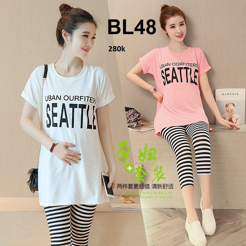 bộ đồ bầu quần lửng BL48, Bộ bầu mặc nhà, bộ bầu đi chơi