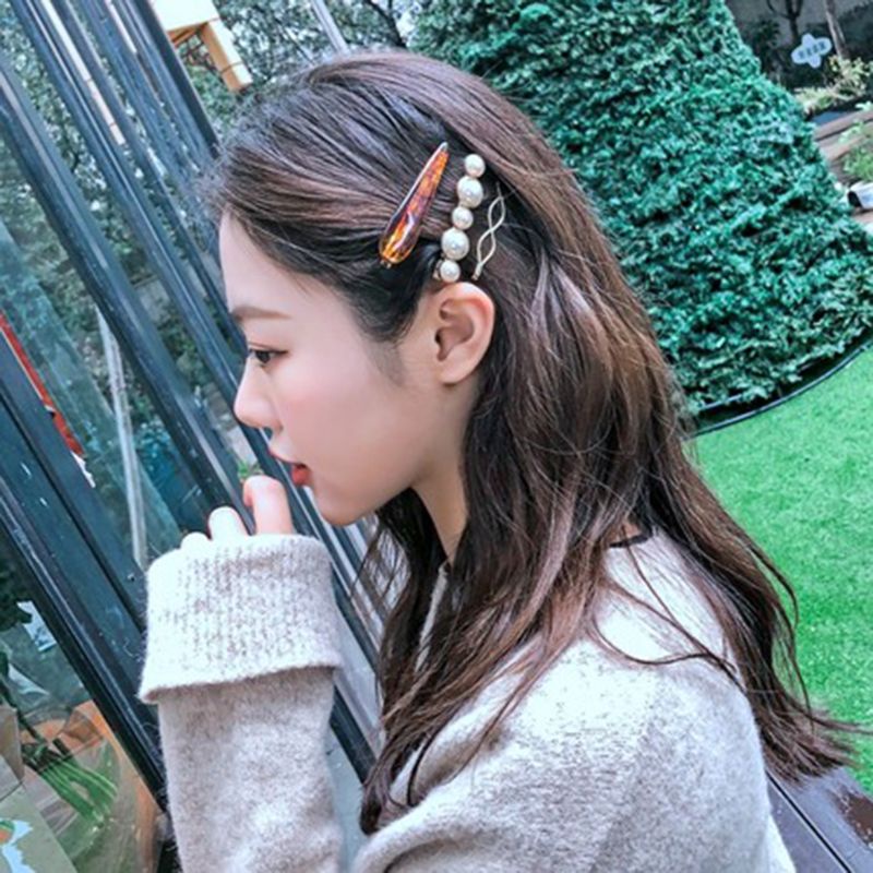 Youyo Kẹp Tóc Mỏ Vịt Bằng Hợp Kim Màu Vàng Kim Loại Họa Tiết Cẩm Thạch Phong Cách Hàn Quốc Cho Nữ