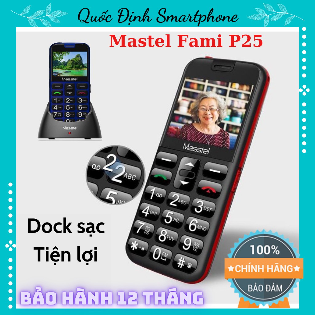 Điện thoại Masstel Fami 9 giành cho NGƯỜI GIÀ 👴[BÁN CHẠY]👵 Bàn phím to, Loa to, Pin khỏe, Có Dock sạc, Bảo hành 12 thá