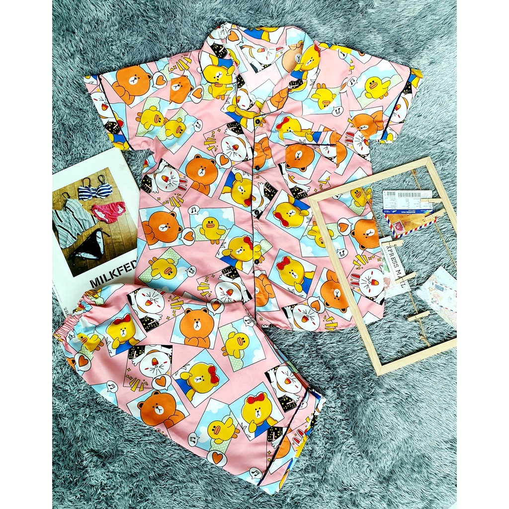 BỘ ĐỒ PYJAMA BỘ ĐỒ MẶC NHÀ ĐI DẠO CỘC LỬNG VẢI KATE THÁI LOẠI 1 MẪU ĐỘC ĐÁO, DƯỚI 57KG